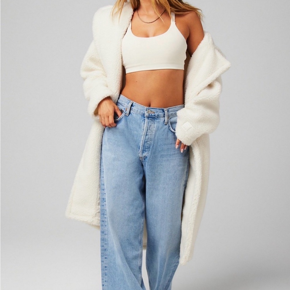 Fabletics Women's Cream Teddy Coat